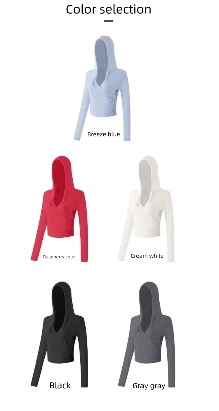Women's Activewear Apparel: Hooded, Long-Sleeved, V-Neck Fitness Top for Training / Rungear