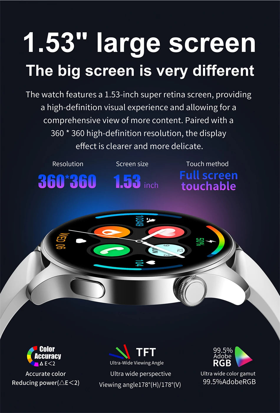 Tech Accessories Gear: 2026 New Smart Watch For Men HD AMOLED Screen, GPS, Motion Heart Rate, Bluetooth, Calls / Rungear