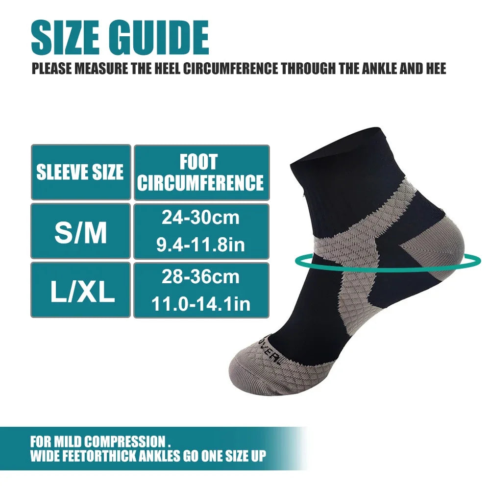 Running Compression Apparel: 1 Pair Unisex Circulation Compression, Arch Support Ankle Socks / Rungear