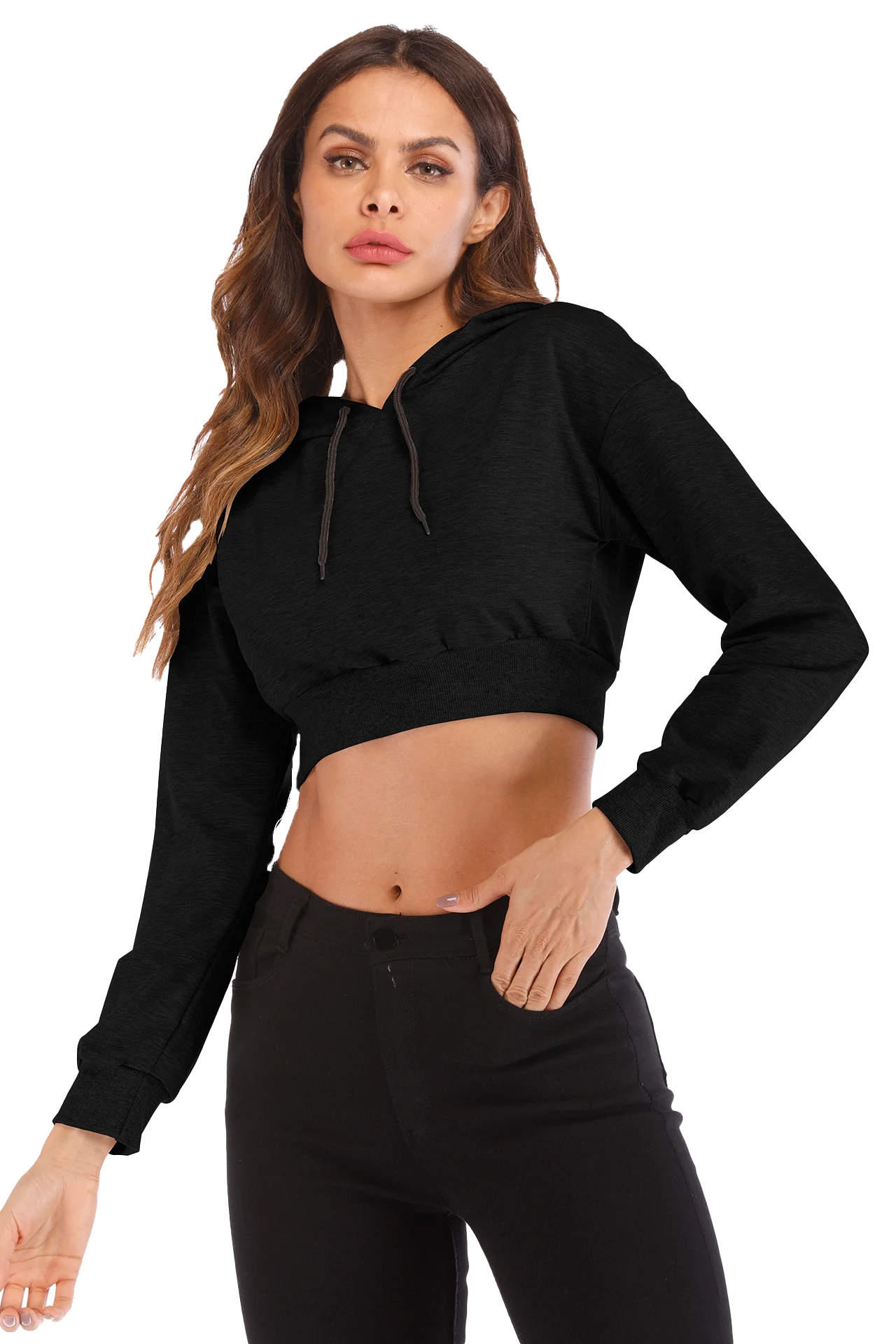New Fashion Women Hoodie Sweatshirt Short Top Coat Sport Pullover Hooded Tops Female Autumn Winter Clothes Crop Top Hoodie