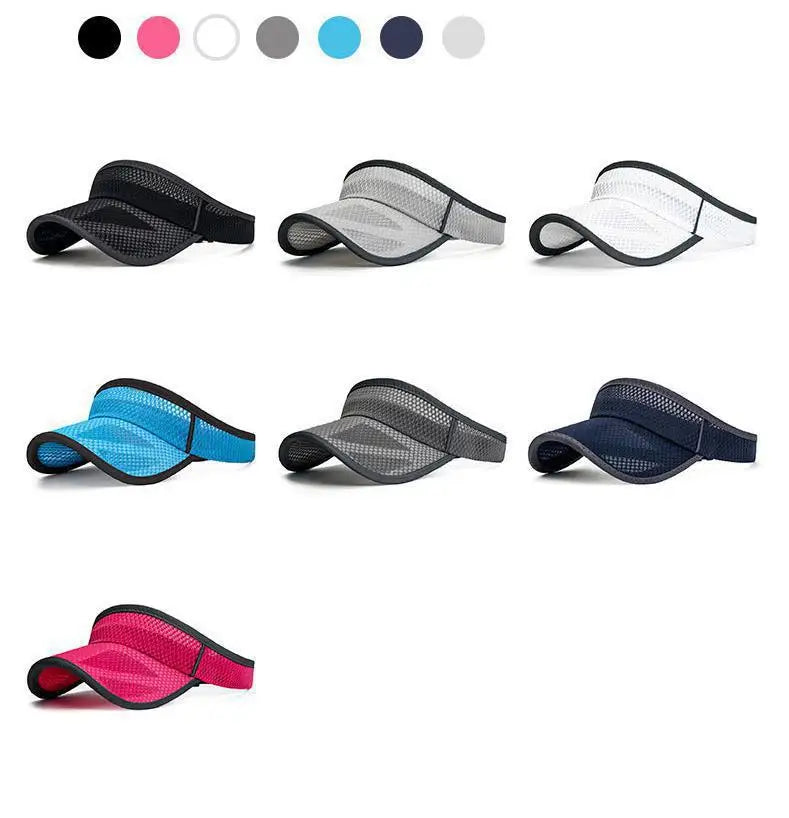 Unisex Summer Adjustable UV Protection Sports Sun Hat Visor with Mesh Brim