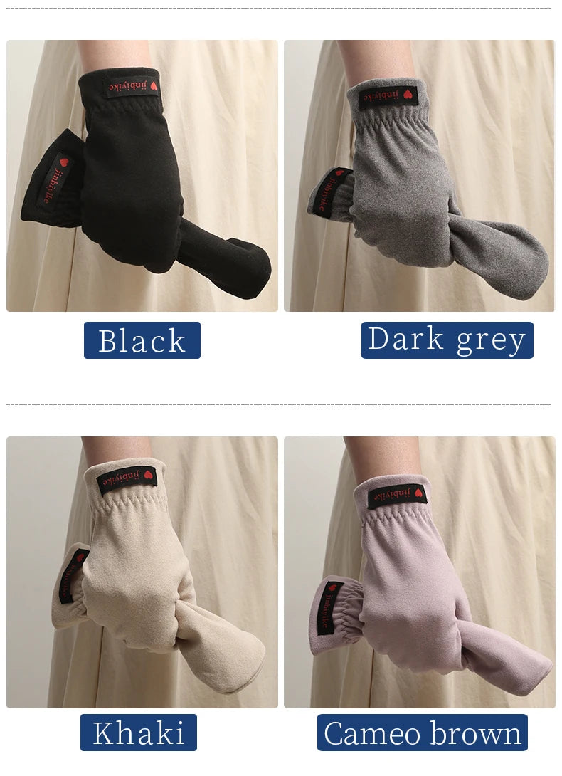 Running Winter Gear: Unisex, Warm, Windproof, Elasticated, Half-Round Mittens for Outdoor Sports / Rungear
