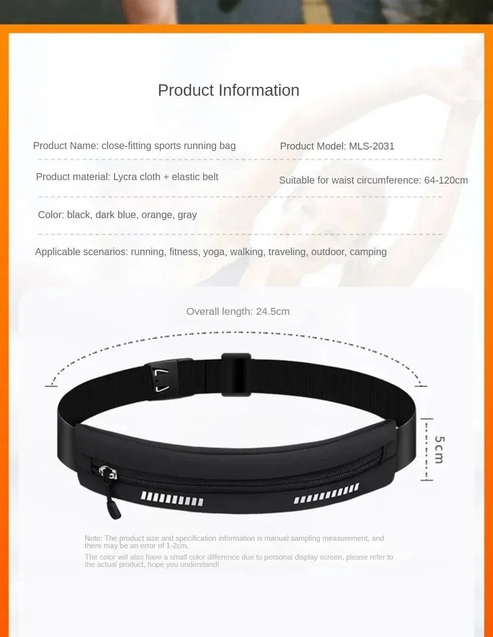 Sports Fitness Waterproof Running Waist Belt For Accessories