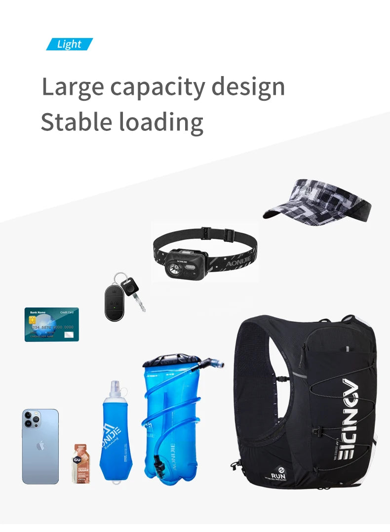 AONIJIE 10L Unisex Lightweight Running Hiking Walking Hydration Vest Pack