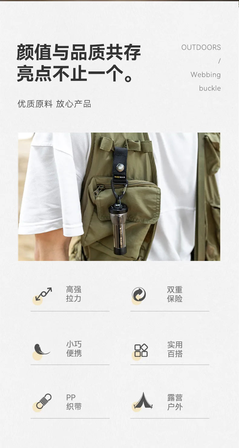 Trail Gear Accessories: HIKEMAN Nylon Webbing Carabiner, Multi Tool Clip Keychain / Rungear