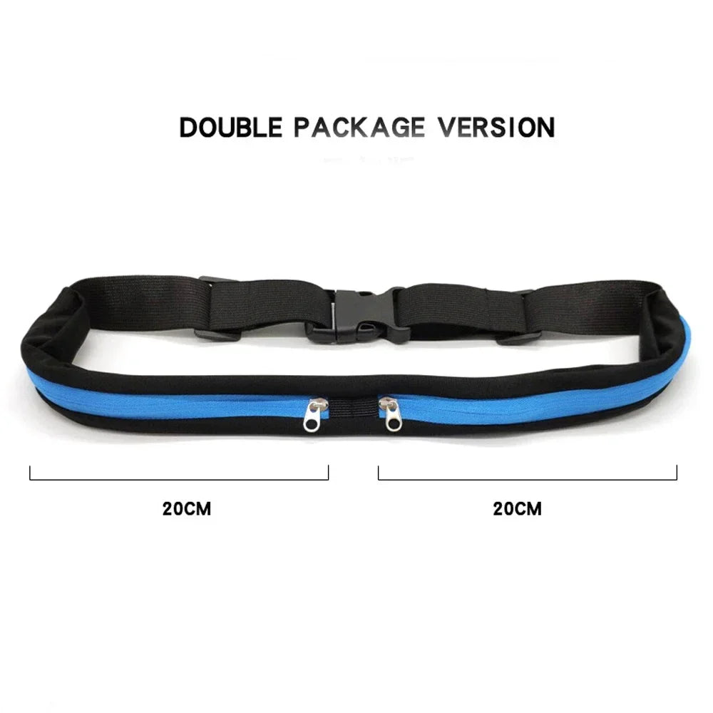 Running Belt Gear: Nylon, Adjustable, Double Pocket, Waterproof Running Waist Belt Bag / Rungear