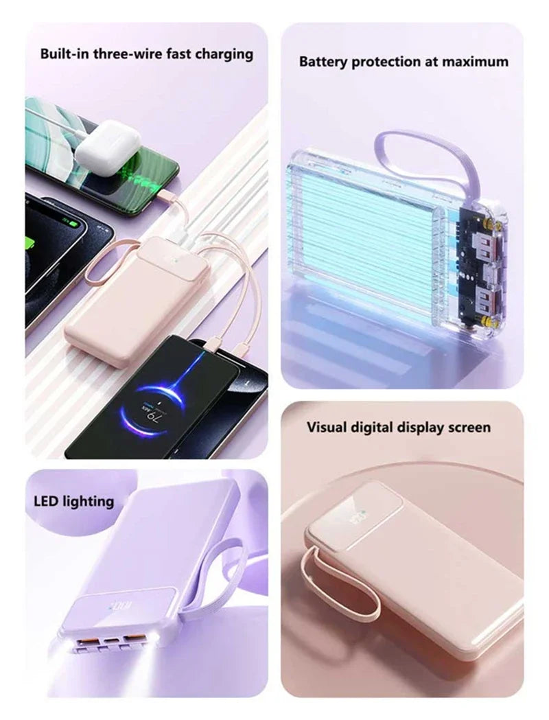 Tech Gear Accessories: 50000mAh 4-in-1 Large Capacity Power Bank With Built-in Cable / Rungear