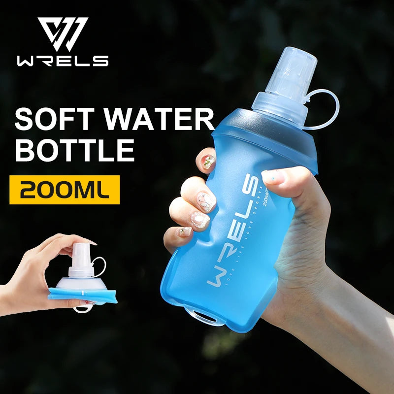 WRELS Outdoor BPA Free Soft Folding TPU Soft Flask Sport Water Bottle Large Diameter
