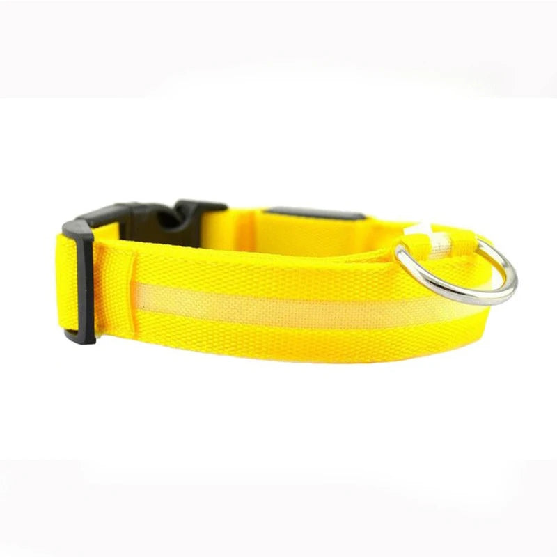 LED Light Night Safety Anti-Lost Nylon Adjustable Collar For Dogs