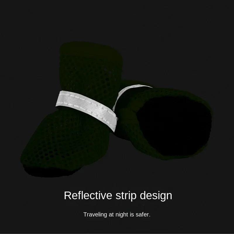 Dg Gear Accessories: 4Pc Summer Cooling, Breathable Mesh, Reflective, High Visibility Dog Boots With Soft Sole for Paw Protection / Rungear