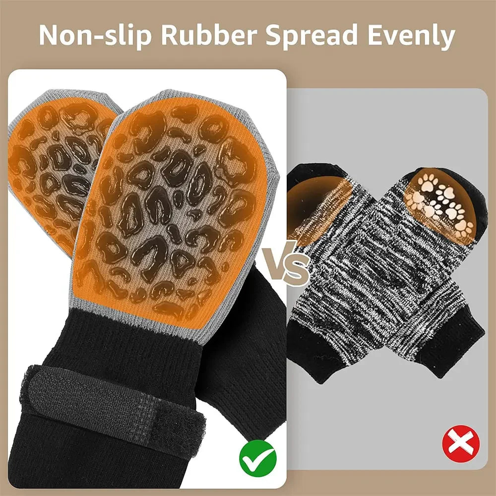 Dog Boots Gear: 4Pc Adjustable, Anti-Slip, Paw Protector Dog Boots with Traction Control / Rungear