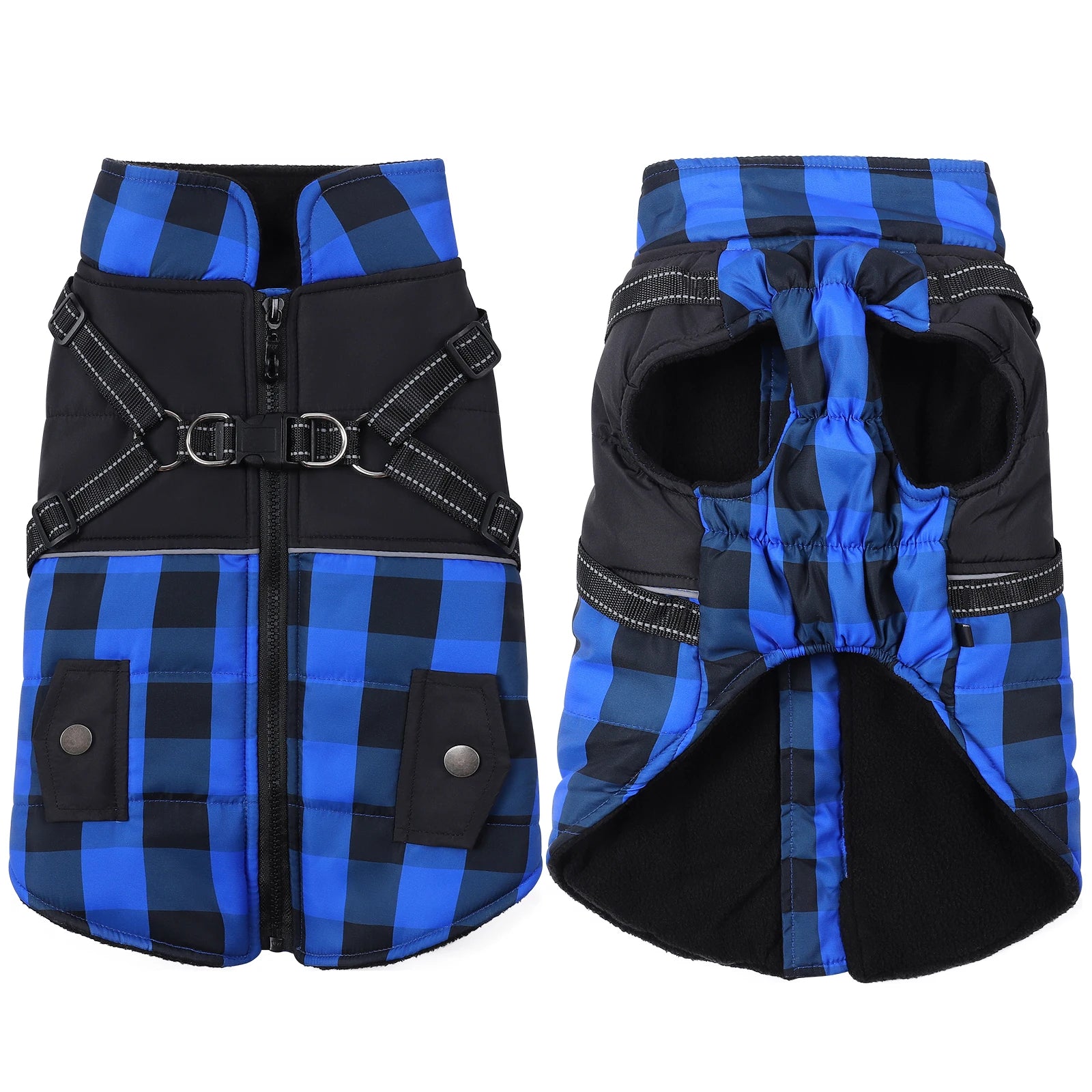 Dog Jacket Accessories: Winter Warm, Reflective, Windproof Harness With Back Zipper / Rungear
