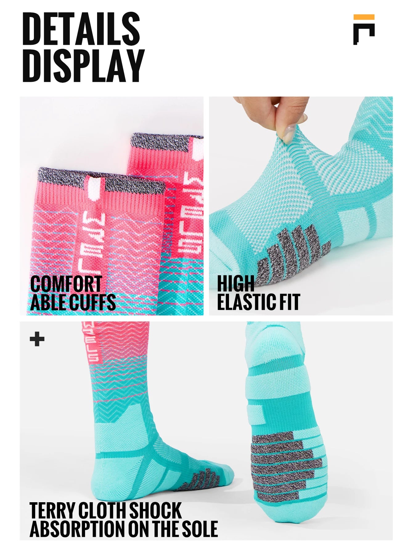 Moisture-Wicking Sock Gear: WRELS Athletic Cushion, Sweat Absorbing, Moisture Wicking Sports Socks Thickened Towel Bottom / Rungear