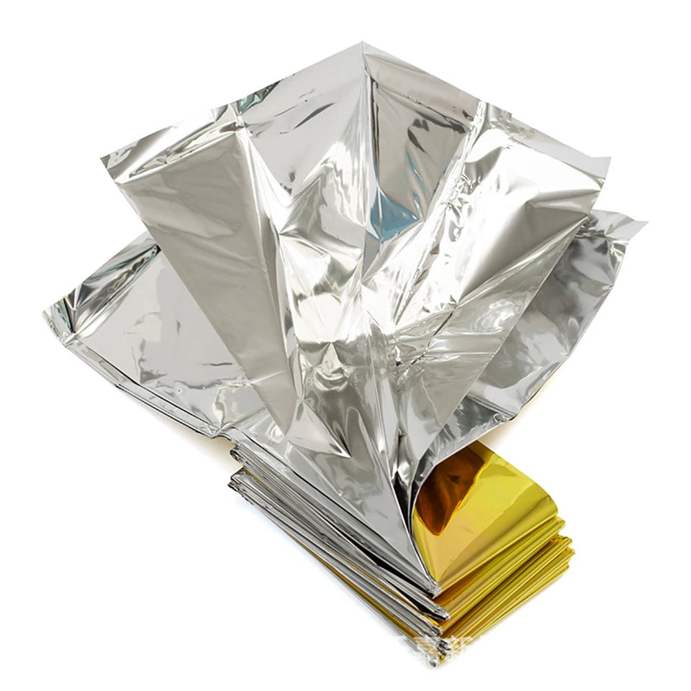 Trail Gear Accessories: 1-10 PC Emergency Thermal, Windproof Foil Survival Blanket / Rungear