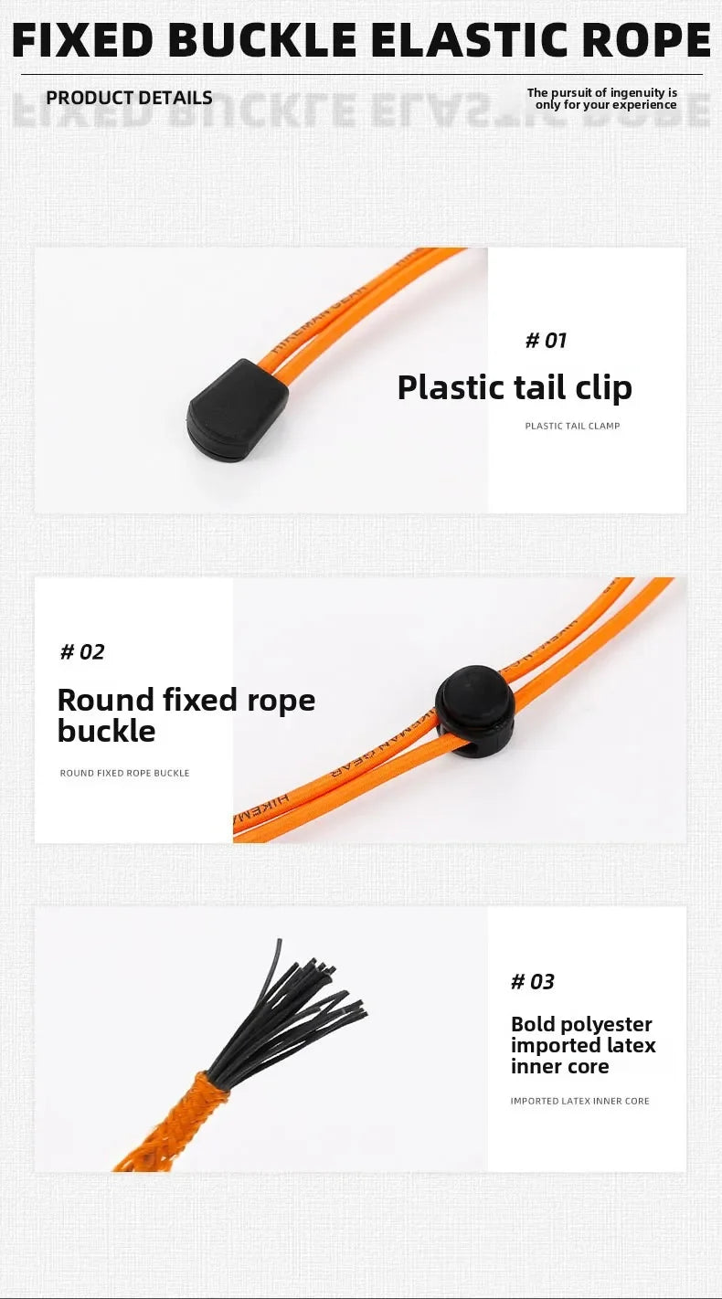 Trail Gear Accessories: HIKEMAN 4pcs Elastic Ropes, Adjustable Strap, Fixed Retention Buckle / Rungear