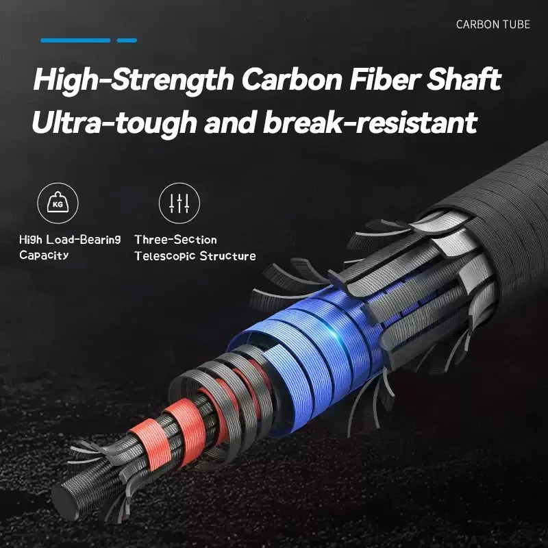 Carbon Ultra Light Foldable And Anti Slip Drill Rod Hiking Poles With External Lock