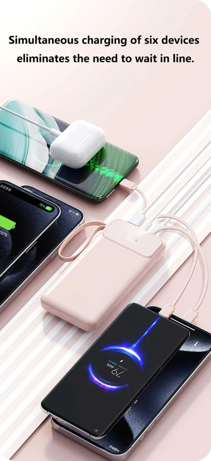 Tech Gear Accessories: 50000mAh 4-in-1 Large Capacity Power Bank With Built-in Cable / Rungear