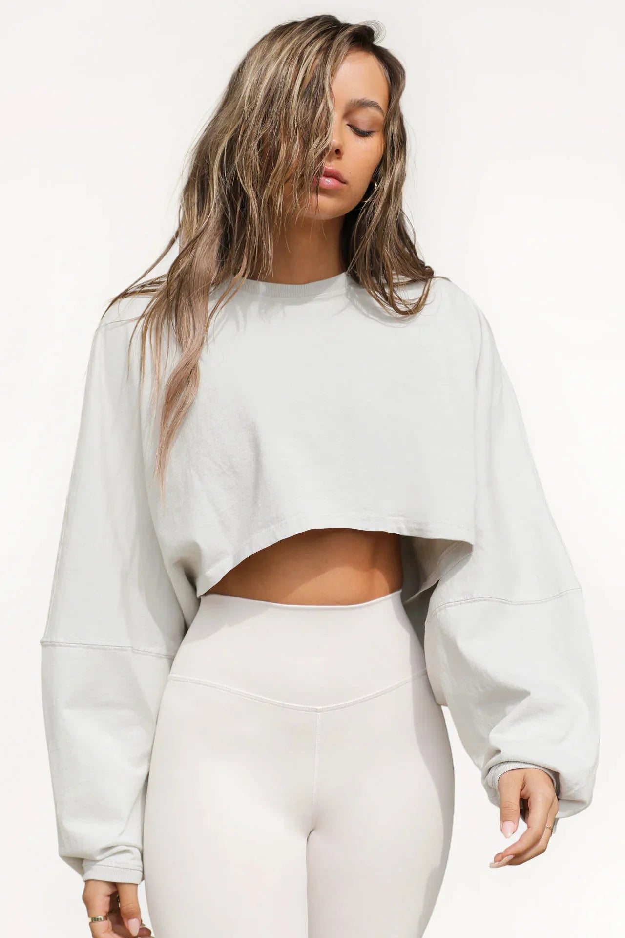 Sexy Cropped Hoodie T Shirt Long Sleeve Knit Top Women Spring Summer Casual Pullover Tee Blouse