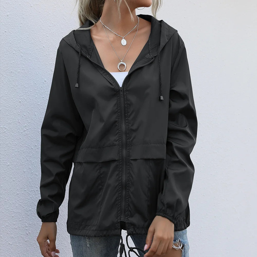Women's Jackets Apparel: Ultralight, Waterproof, Windproof, Slim Hooded Windbreaker Jacket / Rungear