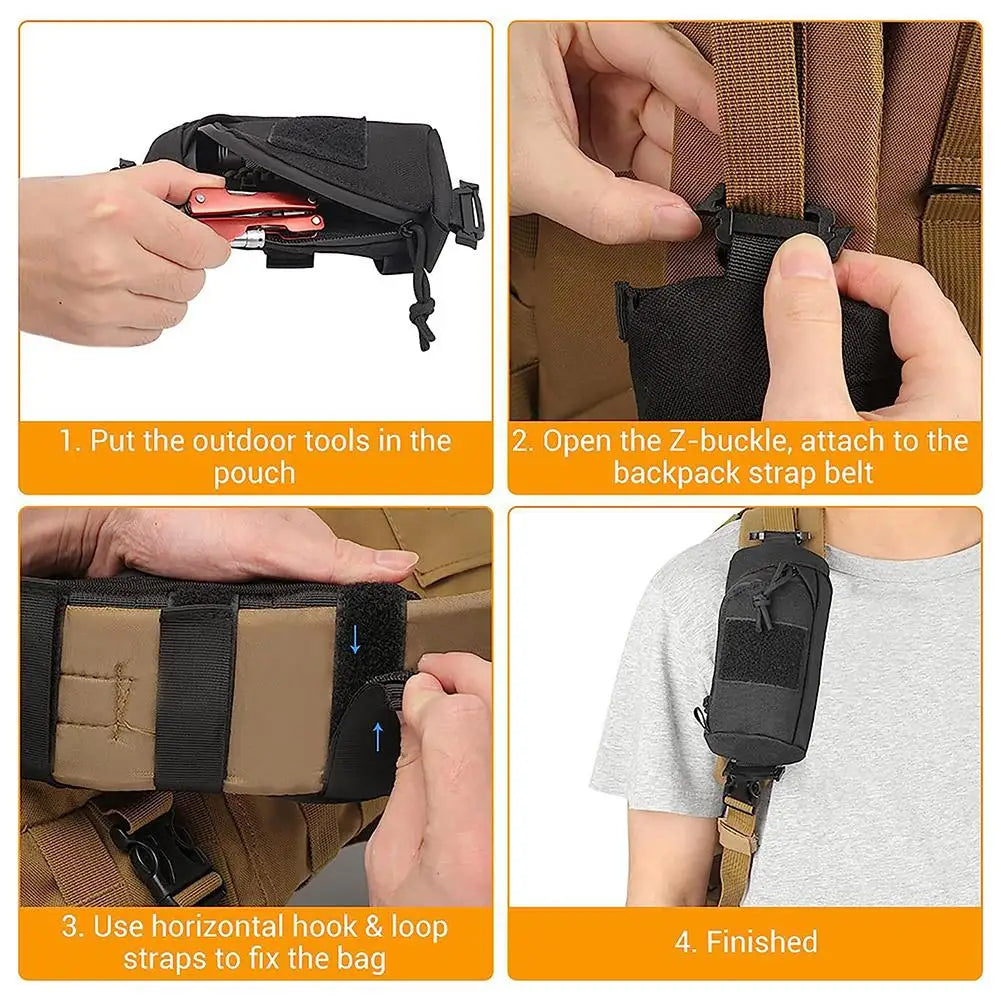 Backpack Strap Bag Phone Holder For Accessories Organizer EDC Tool Waist Pouch