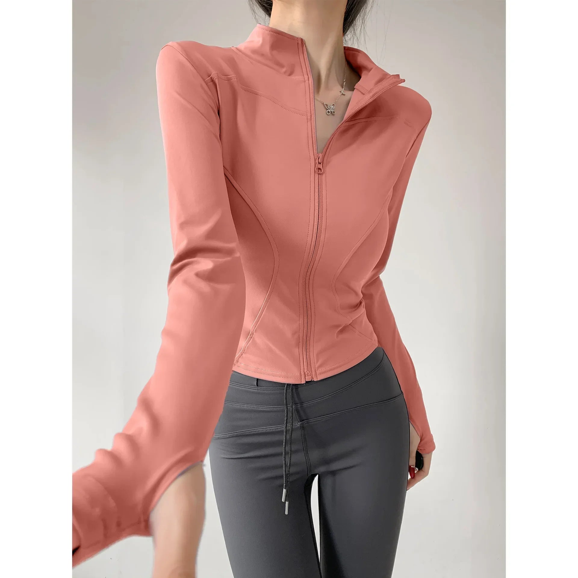 Women's Running Apparel: Quick Drying, Long Sleeved Sports Tight Fitness Top With Zipper S-3XL / Rungear