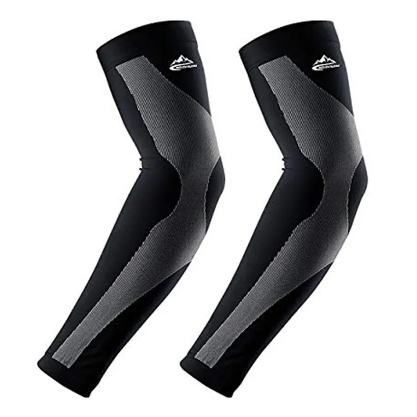 Compression Gear Accessories: 1PR Unisex Arm Compression Ice Silk Arm Sleeves for Sun UV Protection / Rungear