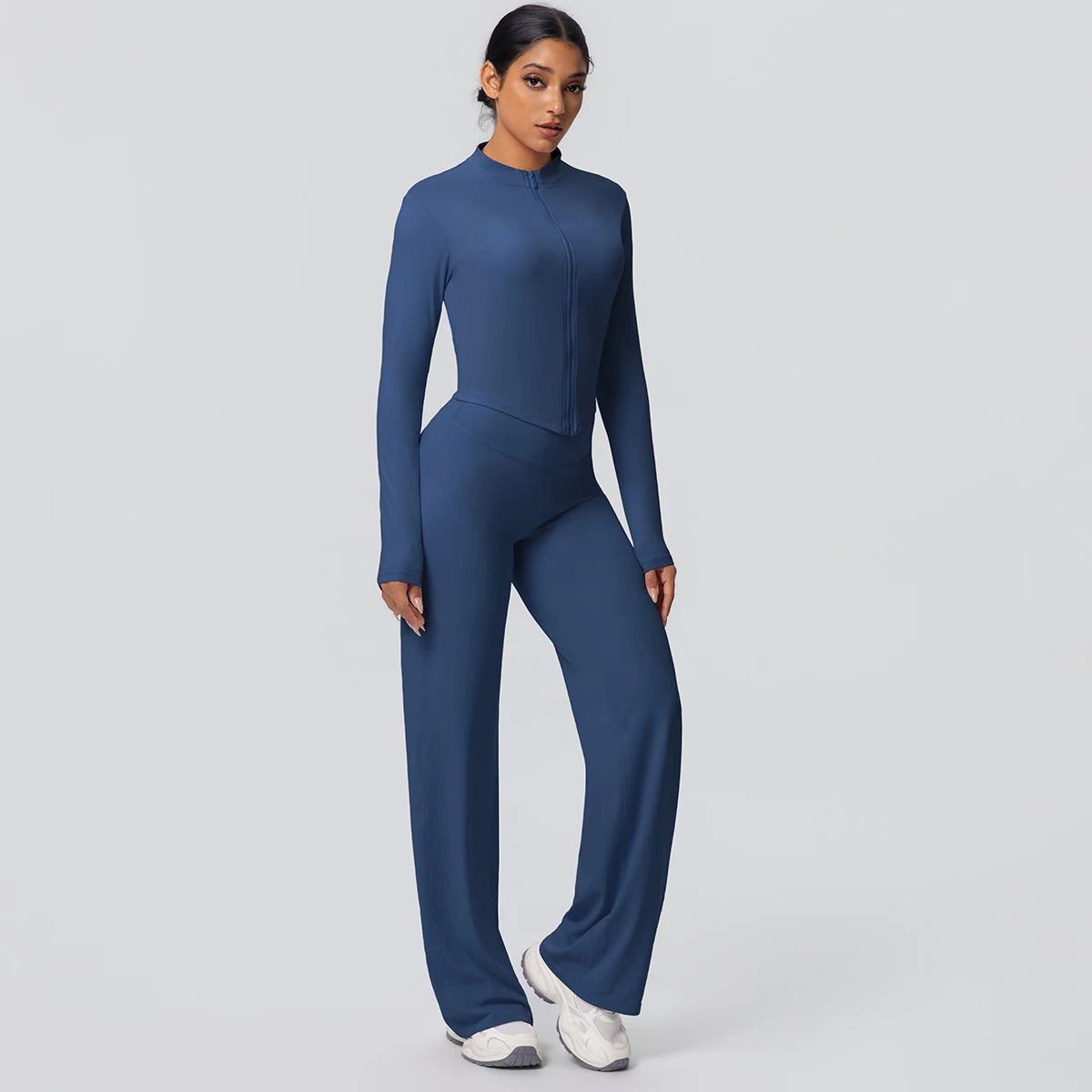 Women's Quick Dry Apparel: 2PC Long Sleeve, High Waisted, Wide Leg, Sports Fitness Clothing Set / Rungear