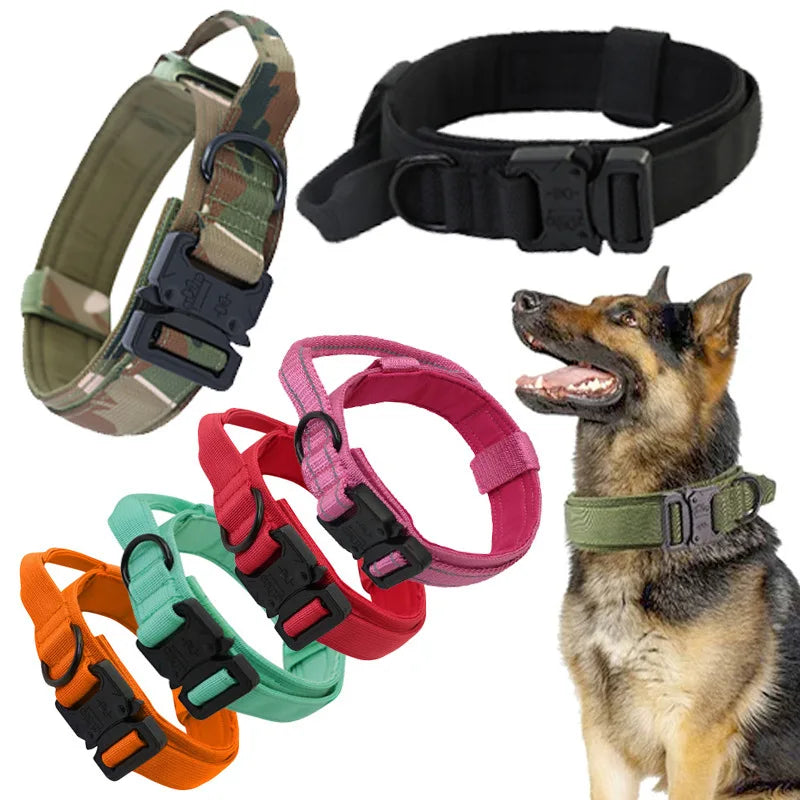 Reflective Dog Collars: Adjustable, Reflective, Quick Release, Nylon Training Dog Collar With Handle / Rungear