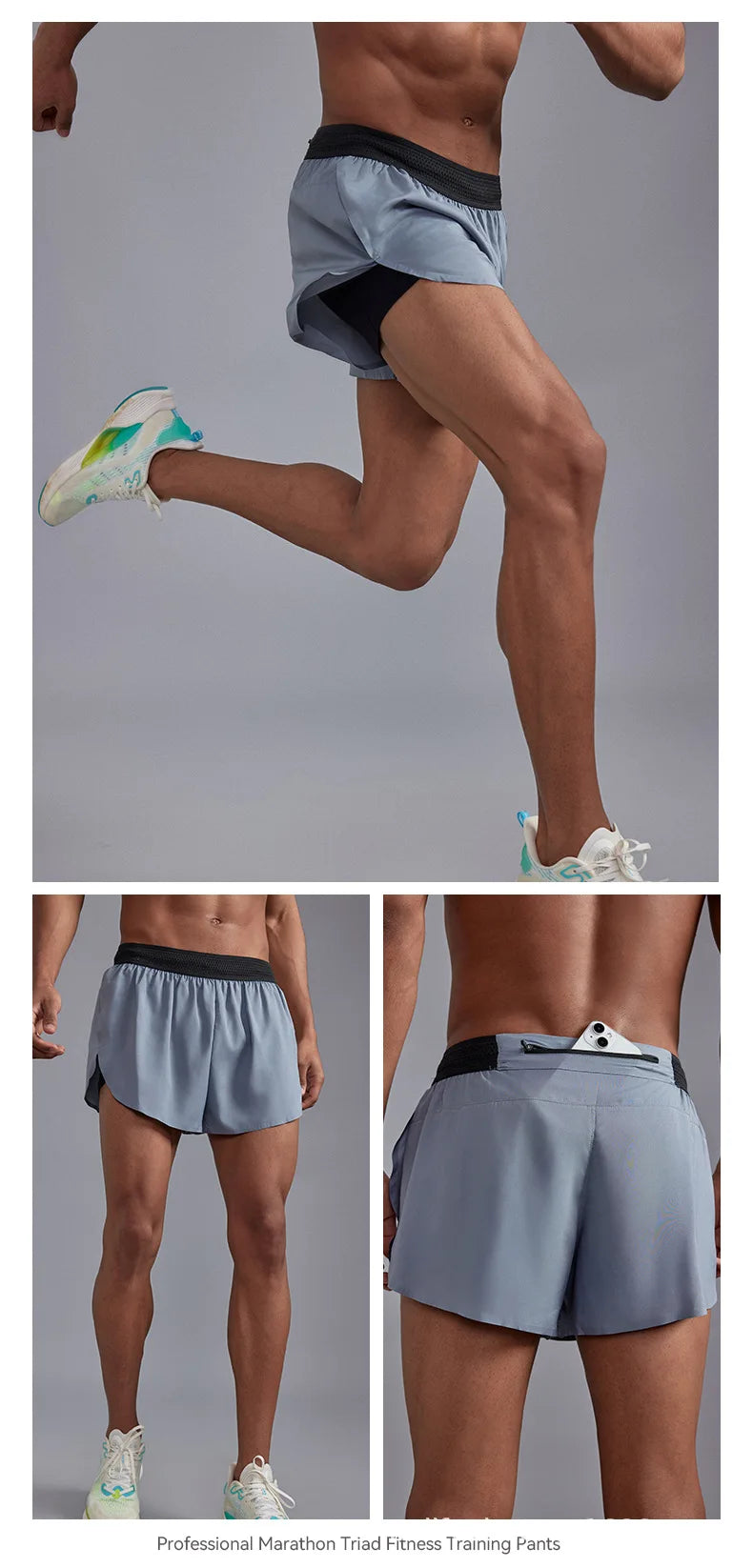 Men's Quick-Dry Apparel: Lightweight, Athletic 3-Inch Marathon Shorts with Built-in Liner Waist Pocket for Trail, Running / Rungear
