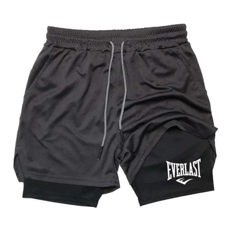 Men's Moisture-Wicking Apparel: Fitness Athletic Pants, Double-Layer, Quick Dry Compression Shorts / Rungear