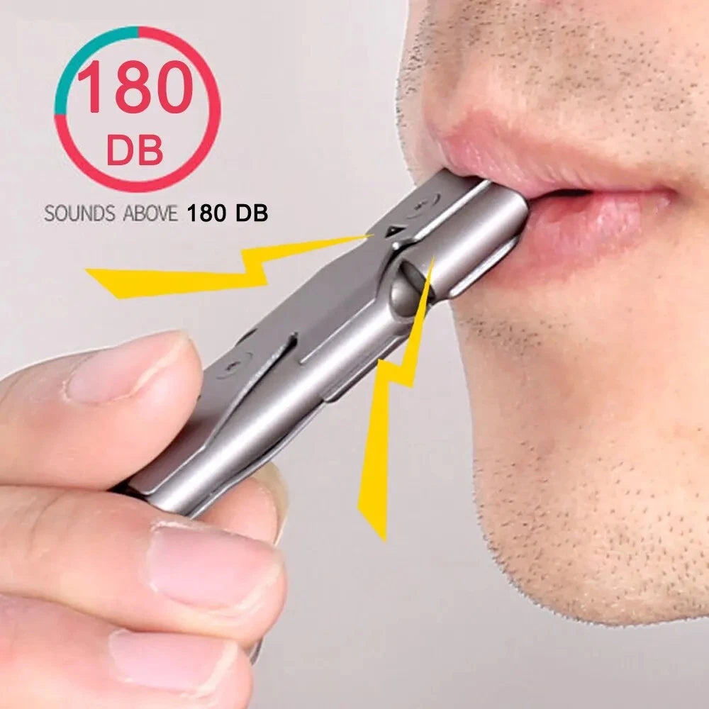 High Decibel Portable Outdoors Stainless Steel Double Pipe Emergency Survival Whistle Keychain