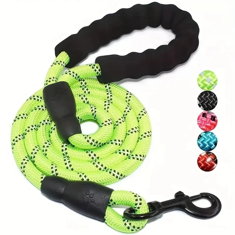 Reflective Dog Leash With Comfortable Padded Handle - Double Heavy Duty Traction Rope For Strong Dogs