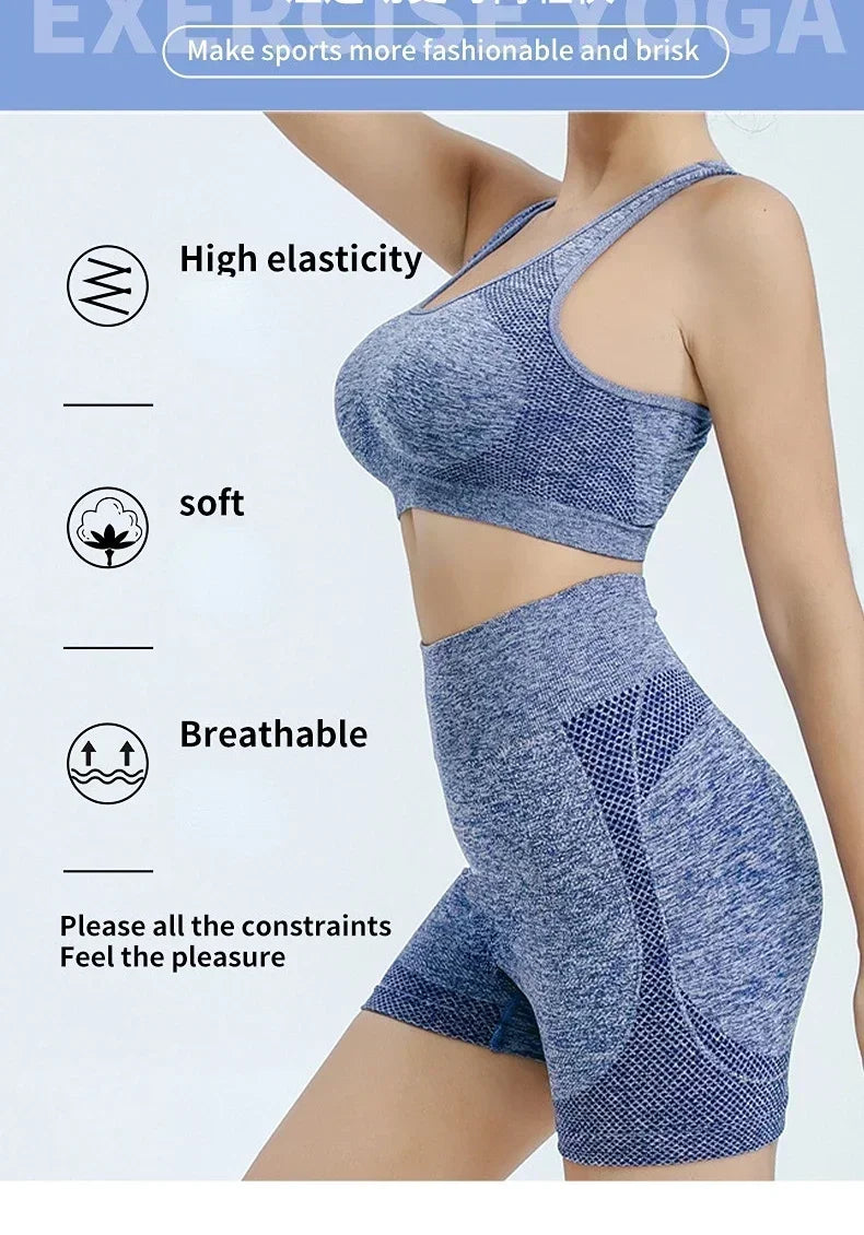Women's Quick-Dry Sets: Seamless Shorts and Sports Bra Workout Sets for Fitness, Running, Workouts / Rungear