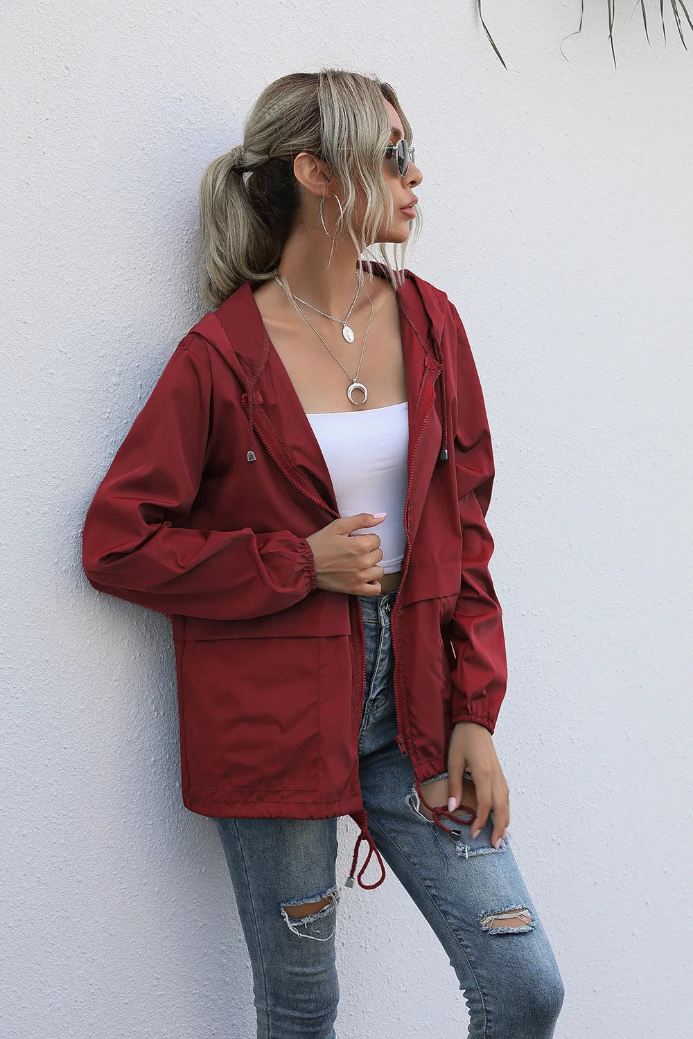 Women's Jackets Apparel: Ultralight, Waterproof, Windproof, Slim Hooded Windbreaker Jacket / Rungear