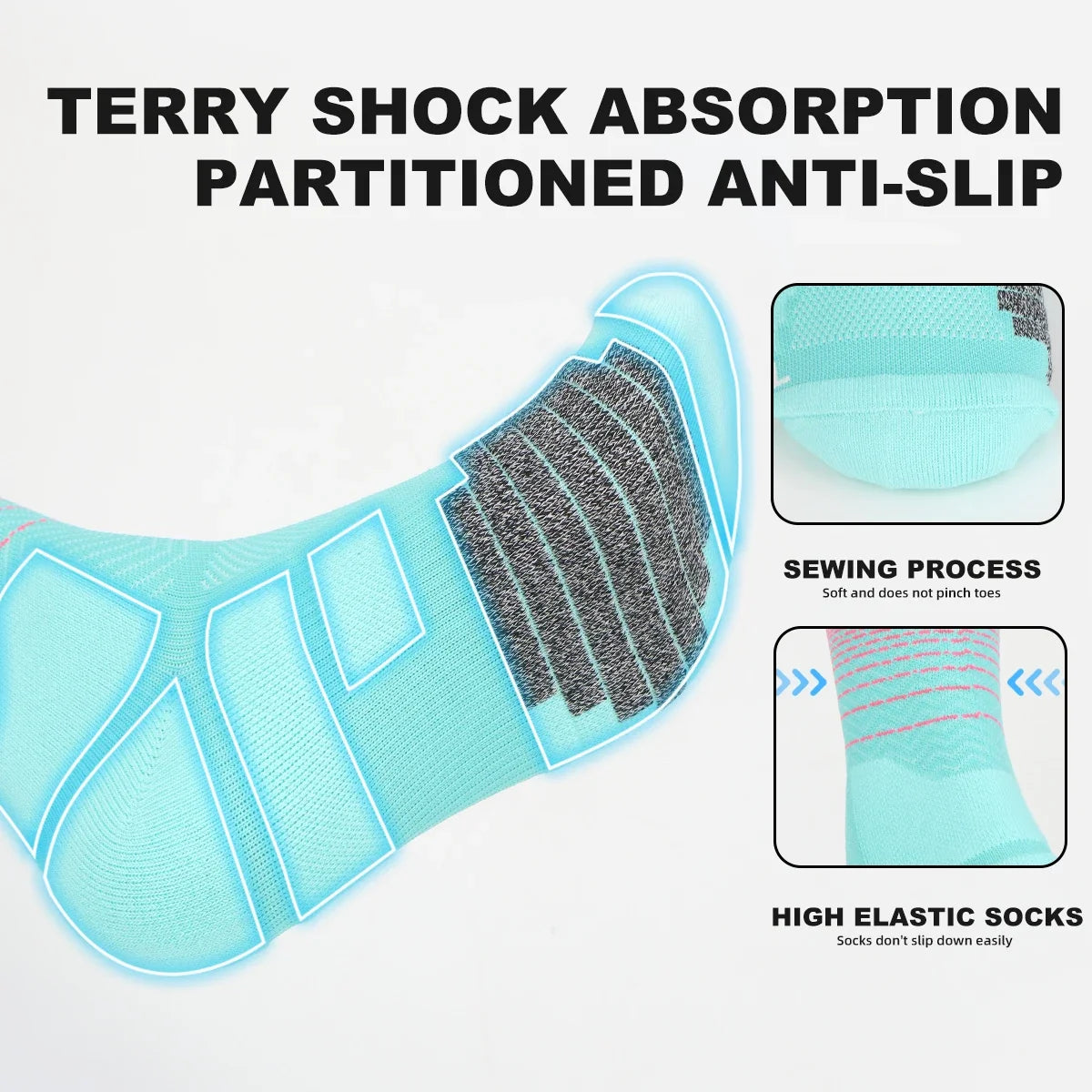 Moisture-Wicking Sock Gear: WRELS Athletic Cushion, Sweat Absorbing, Moisture Wicking Sports Socks Thickened Towel Bottom / Rungear