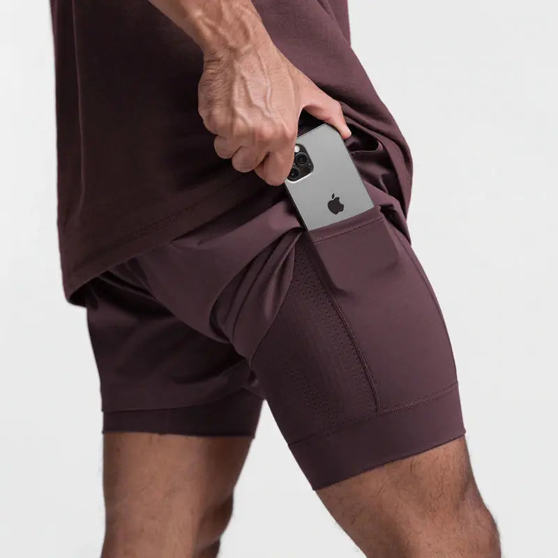 Men's Double Layer Shorts: 2 in 1 Breathable, Double Layer, Quick Dry, Running Workout Sports Shorts / Rungear