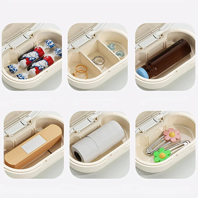 Portable Travel Size Moisture-Proof Medicine Box with Three Compartment Storage