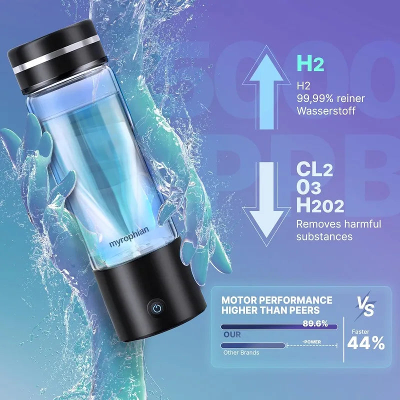 Running Hydration Accessories: Hydrogen Water Bottle, SPE Technology Electrolysis Hydrogen Generator Portable Health Cup Hydrogen-Rich Wellness / Rungear