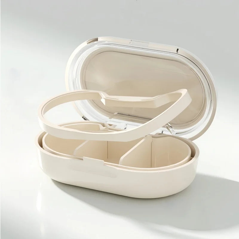 Portable Travel Size Moisture-Proof Medicine Box with Three Compartment Storage