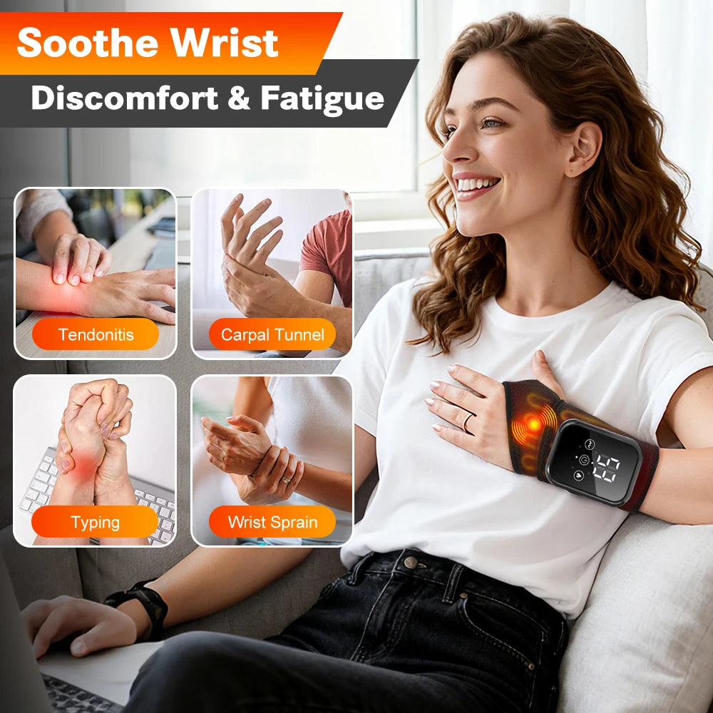 Electric Heating Wrist Brace Vibration Massage Hot Compress Ankle Wrap And Hand Protector Rechargeable Wristband