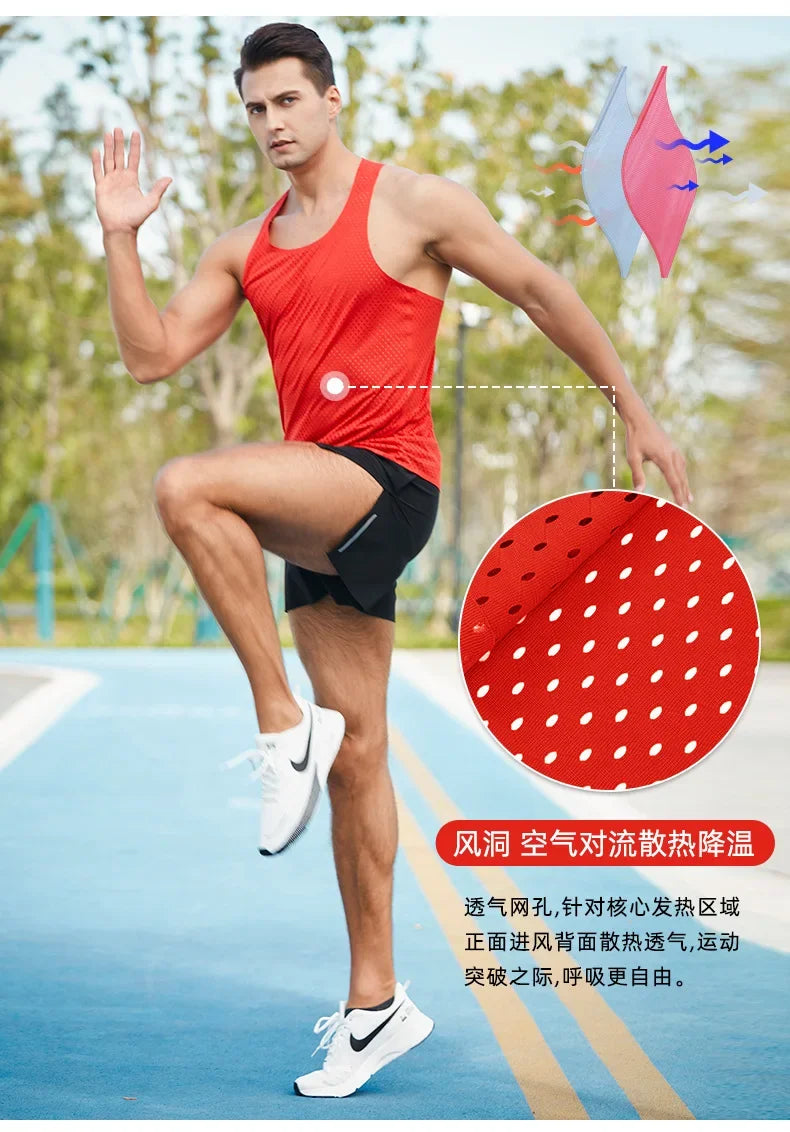 Men's Running Marathon Apparel: Summer, Sleeveless Marathon Long Distance Running, Quick-Dry, Breathable Mesh Sports Top / Rungear