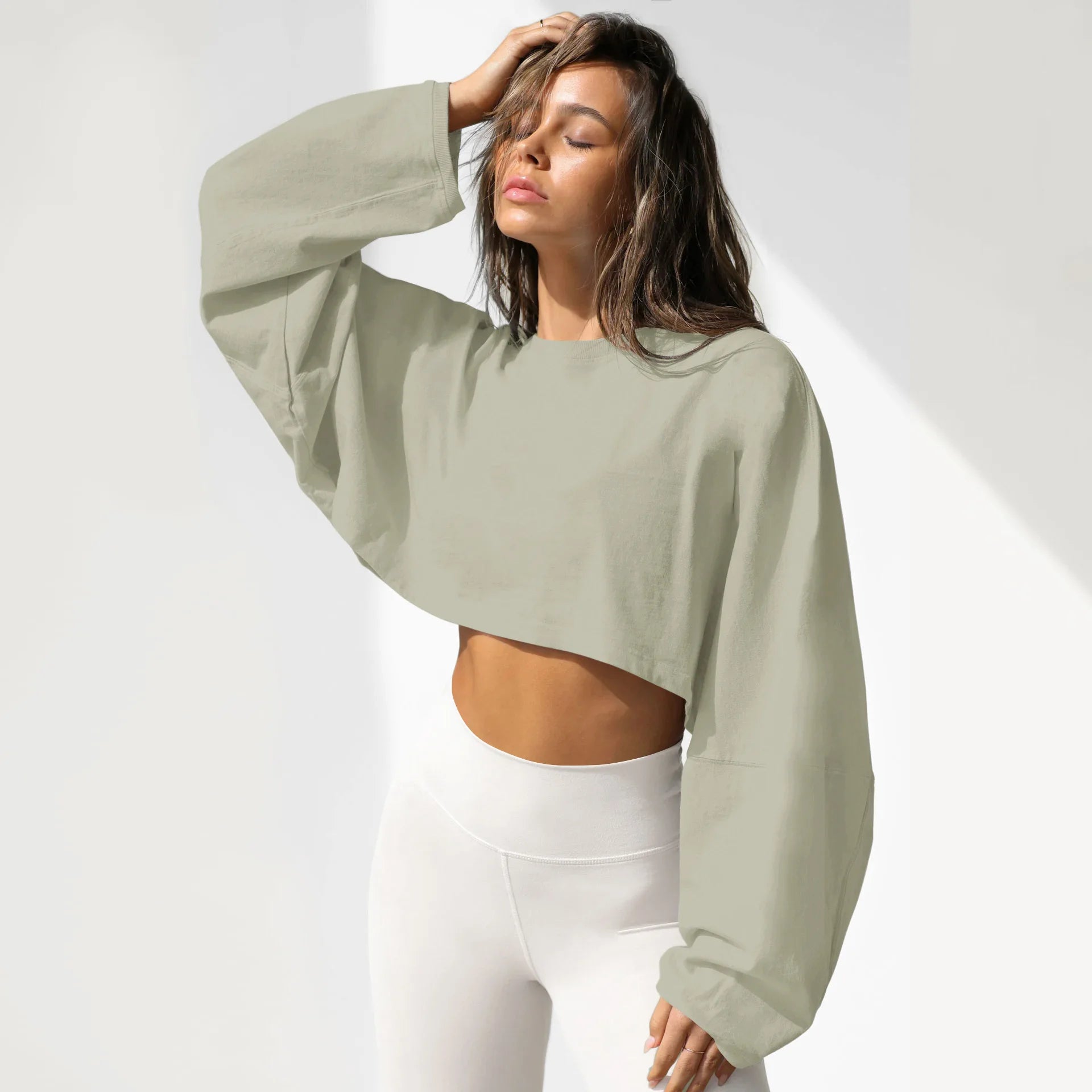 Sexy Cropped Hoodie T Shirt Long Sleeve Knit Top Women Spring Summer Casual Pullover Tee Blouse