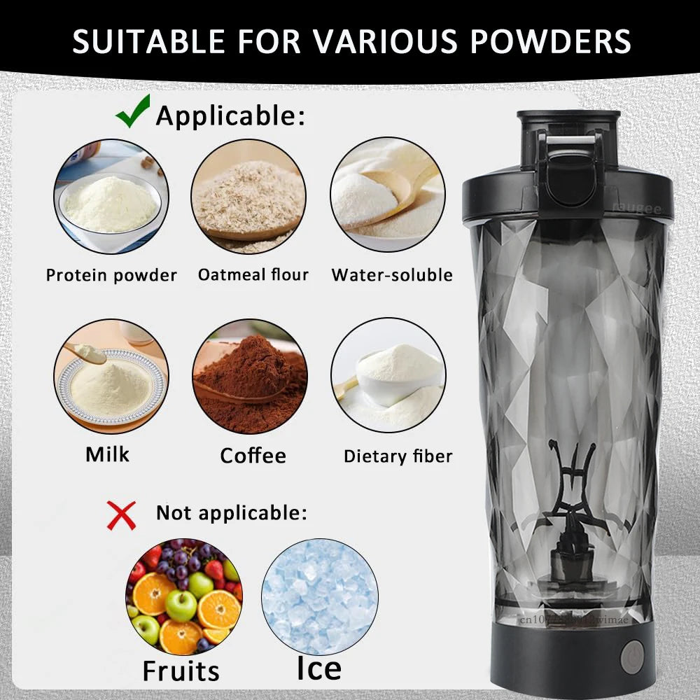 Running Hydration Gear: Portable, USB Rechargeable Protein Powder Shaker, Automatic Mixing Cup for Gym, Running, Hiking / Rungear