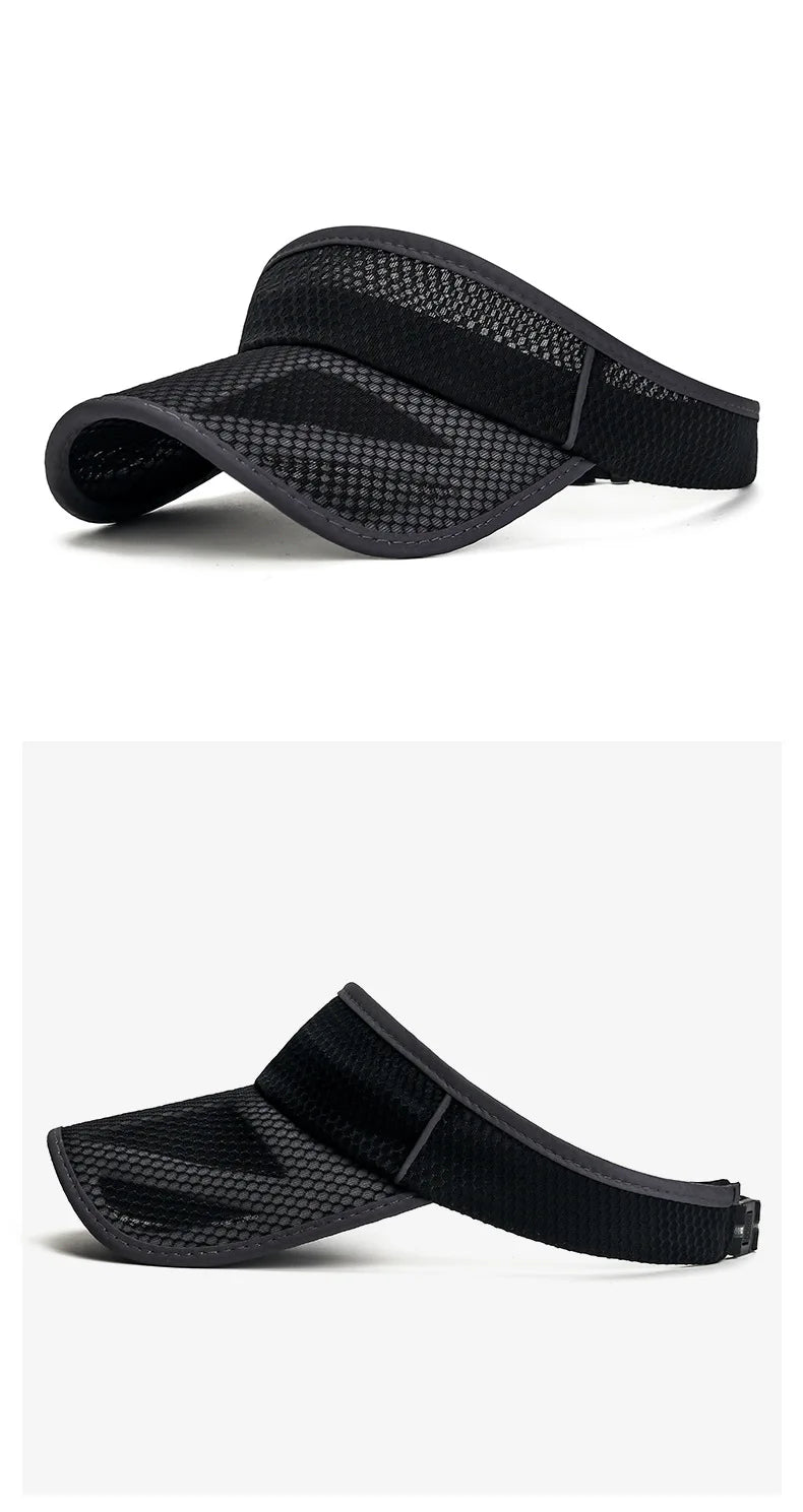 Unisex Summer Adjustable UV Protection Sports Sun Hat Visor with Mesh Brim