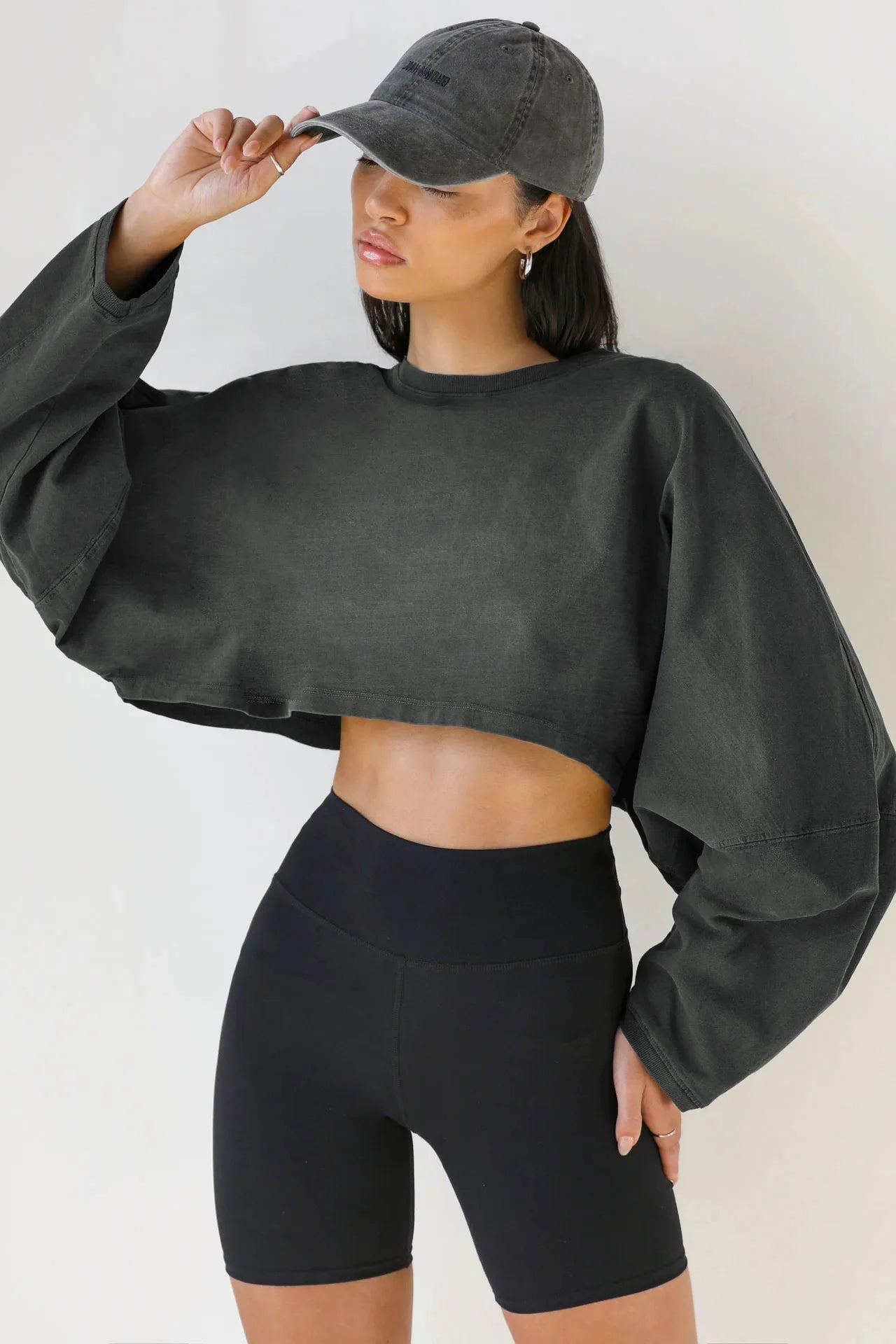 Sexy Cropped Hoodie T Shirt Long Sleeve Knit Top Women Spring Summer Casual Pullover Tee Blouse