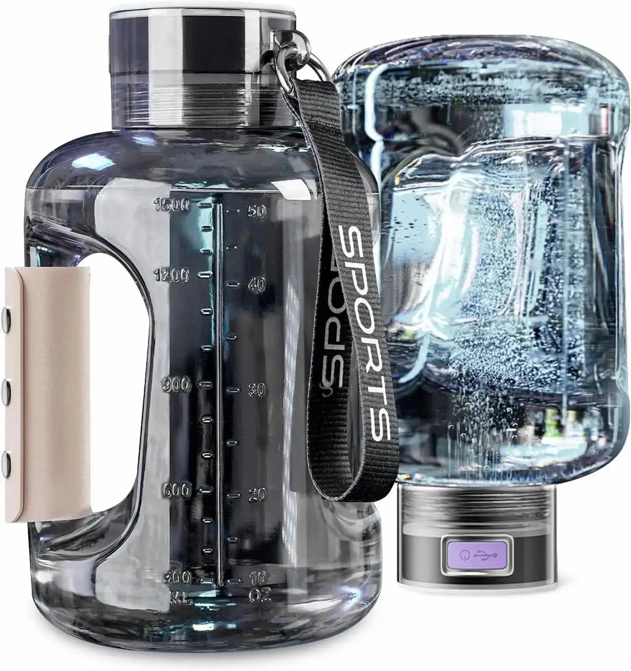 Hydration Gear Accessories: 1.5L Hydrogen Rich Portable Sports Water Bottle, Rich Molecular Hydrogen Water Generator / Rungear