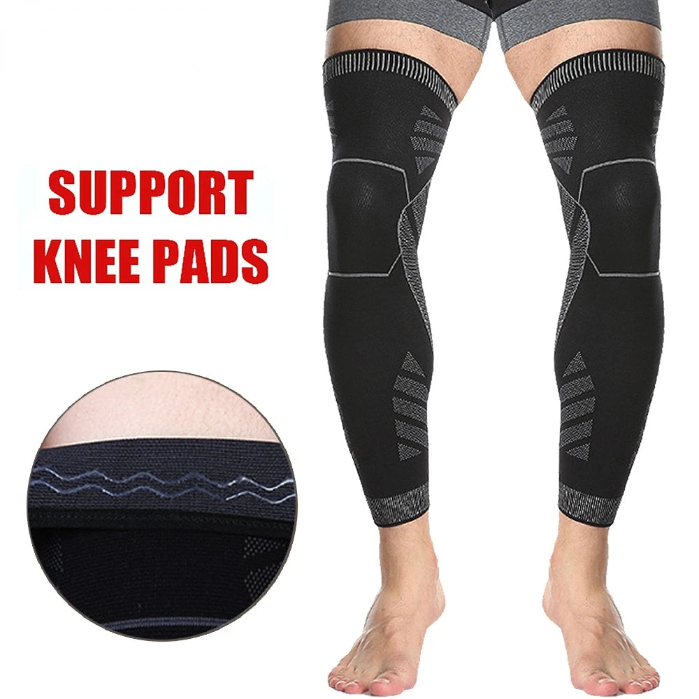 Long Full Leg Sports Brace Support Compression Sleeves For Knee Pain Relief