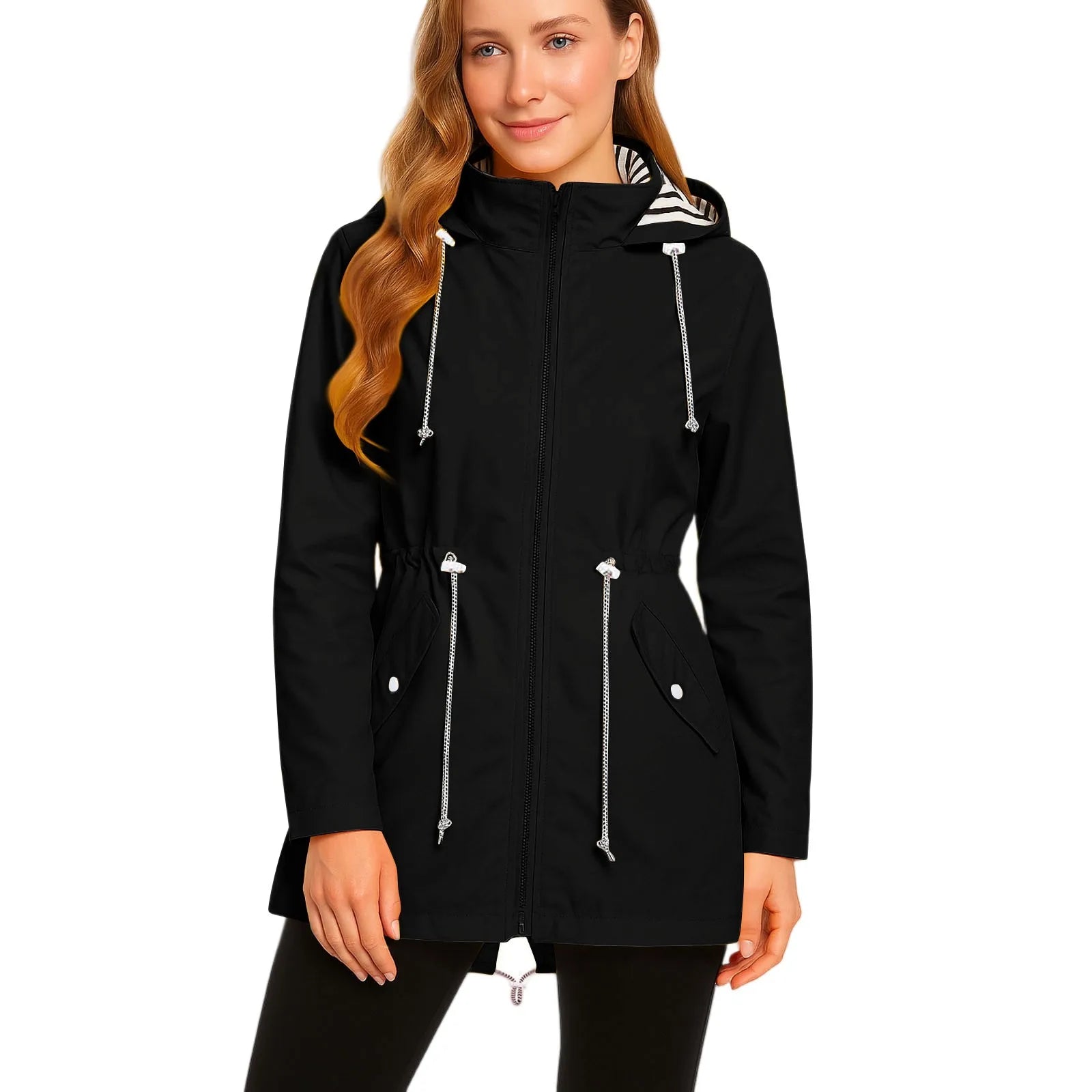 Women's Lightweight Jackets: Long, Waterproof, Outdoor Rain Coat Jacket / Rungear