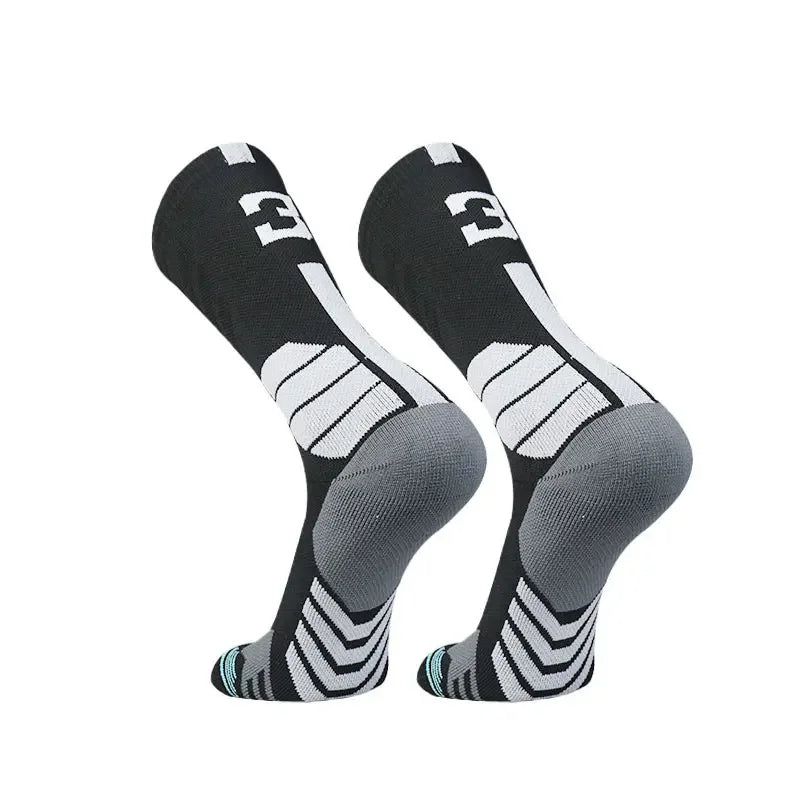 Running Compression Gear: Unisex, High Quality, Towel Bottom, Compression Sports Socks With Number Print / Rungear