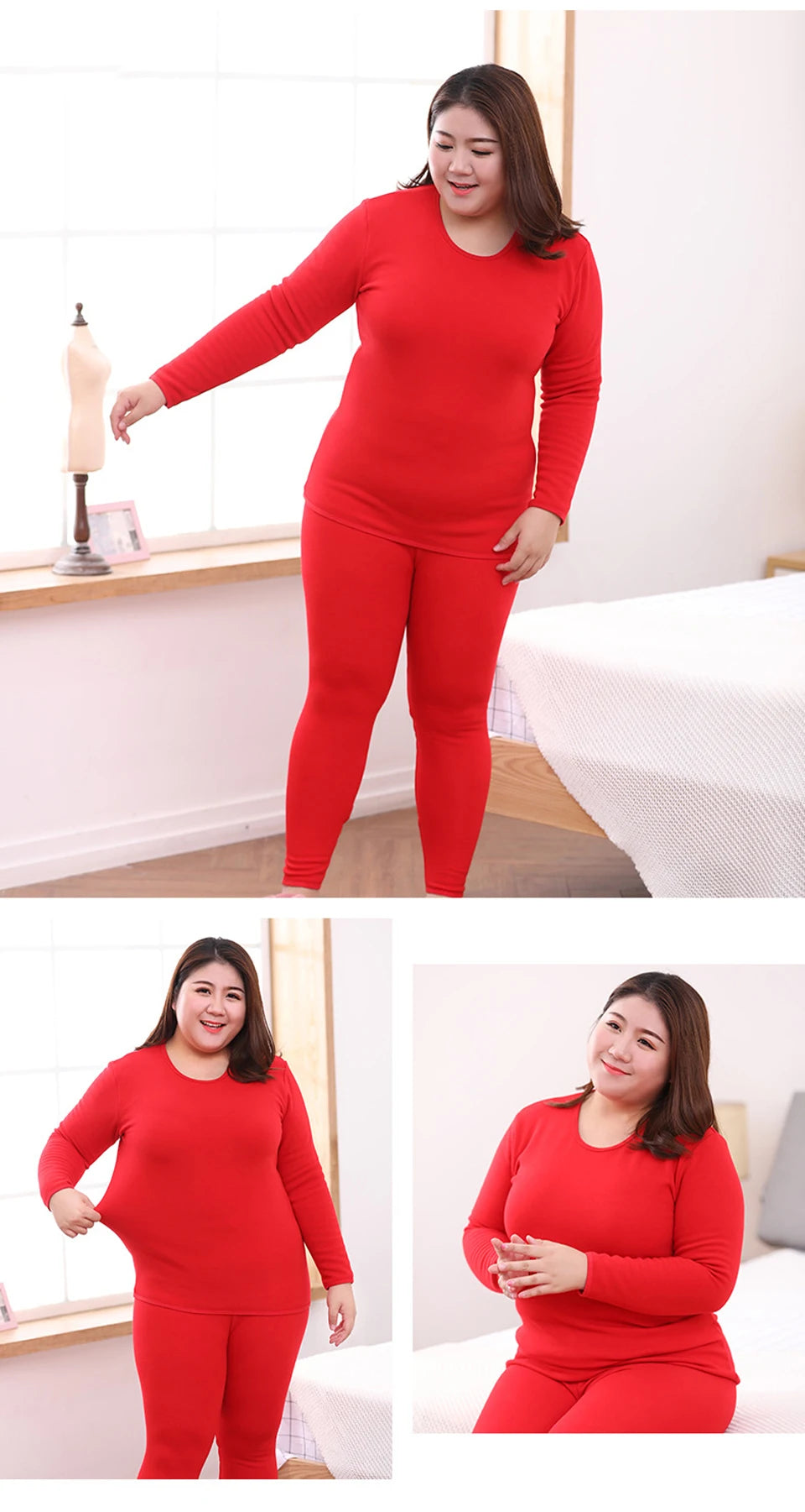 Women's Thermal Apparel: Plus Size, Warm Base Layers Long John Thermal Underwear And Undershirt Sets / Rungear